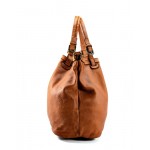 №302 "Modena" Women's  Soft Italian Leather Shopper Bag. Black, beige & brown