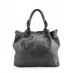 №302 "Modena" Women's  Soft Italian Leather Shopper Bag. Black, beige & brown