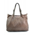 №303 "Madera" Women's  Soft Italian woven Leather Shopper Bag. Black, beige & brown