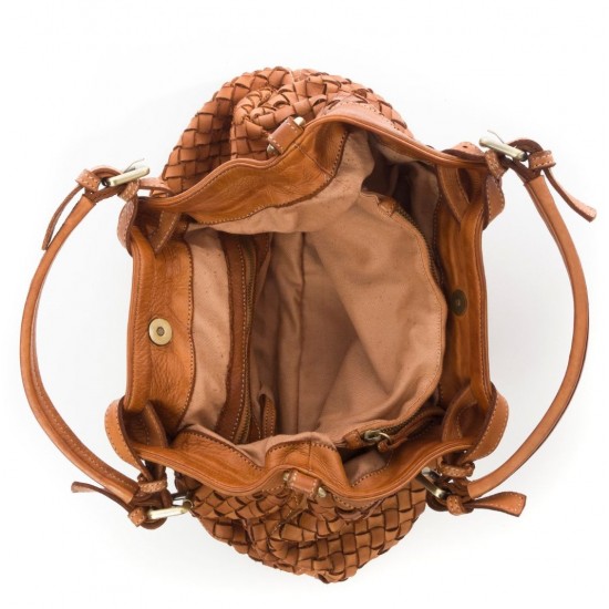 №304 "Mantua" Grand sac tote bag en cuir italien tressé. 