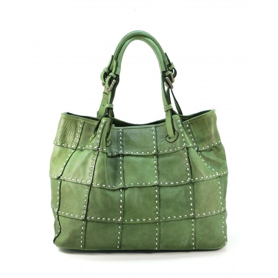 №304 "Mantua" Grand sac tote bag en cuir italien tressé. 