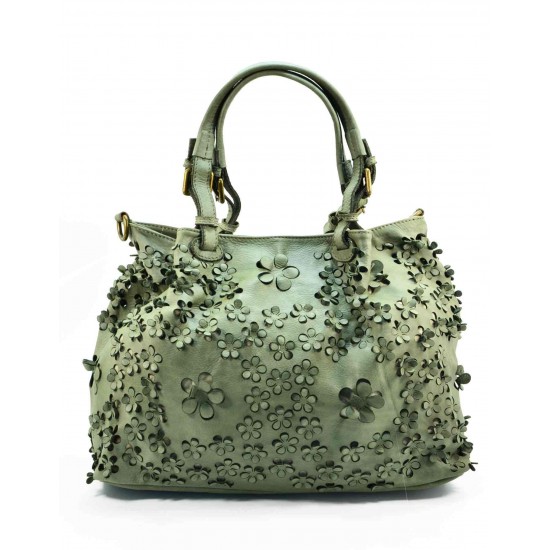 №301 "Fiore" Sac shopper en cuir véritable souple italien pour femme