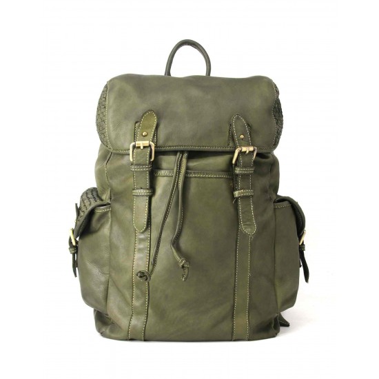 №224 Sac à dos en cuir italien avec couvercle pour femme et homme