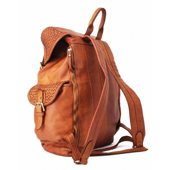 №224 Lederrucksack aus Italienischem Leder mit Deckel für Damen und Herren