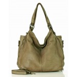 №16 "Else" Soft leather large hobo bag women. Brown & black hobo bag