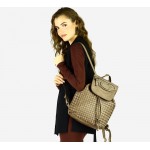 №18 "Marco Vintage" Small women's urban leather backpack | Woven Leather | Black & Brown | S-size