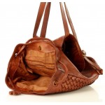 №18 "Marco Vintage" Small women's urban leather backpack | Woven Leather | Black & Brown | S-size
