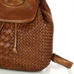 №181 "Augusti" Small women's urban leather backpack | Woven Leather | Black & Brown | Small