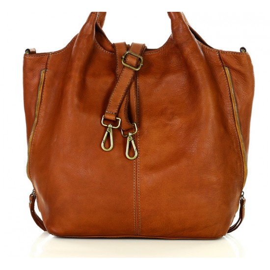 №02 "Lene" Real Leather Tote Bag for Women. Vintage Leather