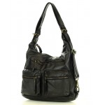 №21 "Silla" Real leather shoulder bag backpack convertible for ladies 3-in-1 | Black & brown