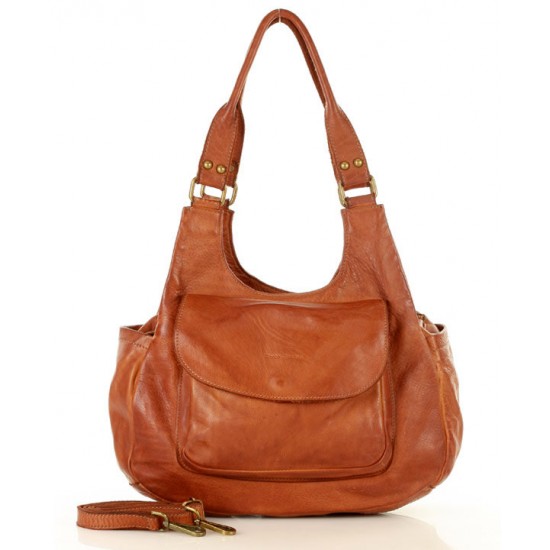 № 23 "Matilde" Large Double Handle Leather Shoulder bag Women | Vintage | Brown & black
