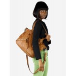 №27 "Beate" Boho shoulder bag for women. Genuine distressed soft leather handbag A4 | Black & brown