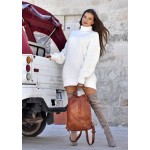 №29 "Ring Vintage". Stylish urban laptop leather backpack for ladies | Hand-made | Black & Brown 