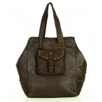 №36 "Frida" Trapeze shopper soft leather tote bag in BOHO style. Vintage