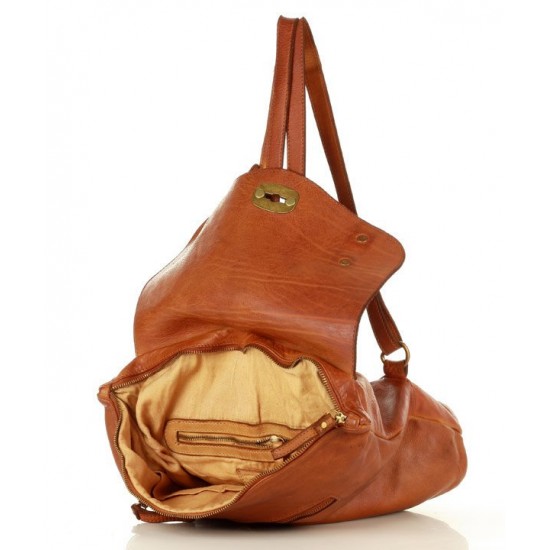 №59 "Kåre". Hand-made 2 in 1 convertible leather backpack for ladies in Vintage style ●
