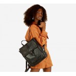 №42 "Håvard". Real brown & black hand-made leather backpack for ladies for work | Vintage 