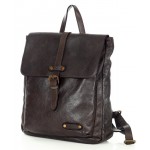 №42 "Håvard". Real brown & black hand-made leather backpack for ladies for work | Vintage 