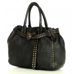 №45 "Monroe" Green & black genuine leather handbag women 
