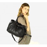 №45 "Monroe" Green & black genuine leather handbag women 