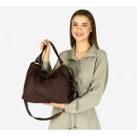 №49 "Sisel" Woven Leather Hobo handbag - shoulder bag. Black & Brown
