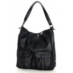 №52 "Vilde" Shopper soft leather tote bag. Tote bag black & brown