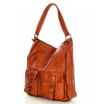 (24) №52 "Vilde" Shopper soft leather tote bag. Tote bag brown