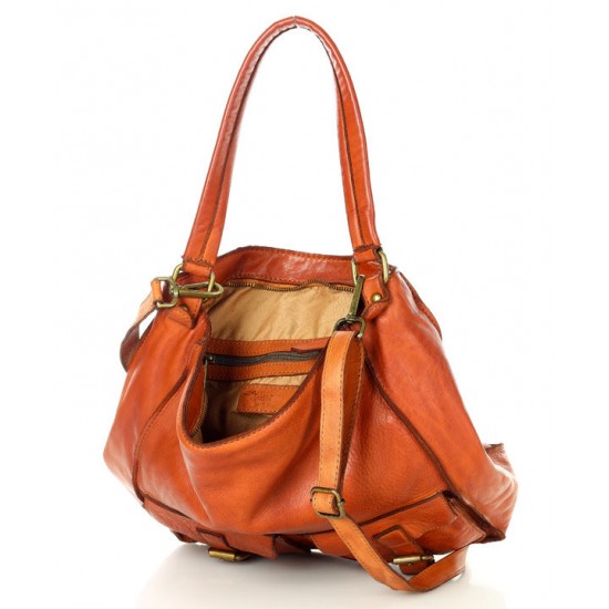 (24) №52 "Vilde" Shopper soft leather tote bag. Tote bag brown