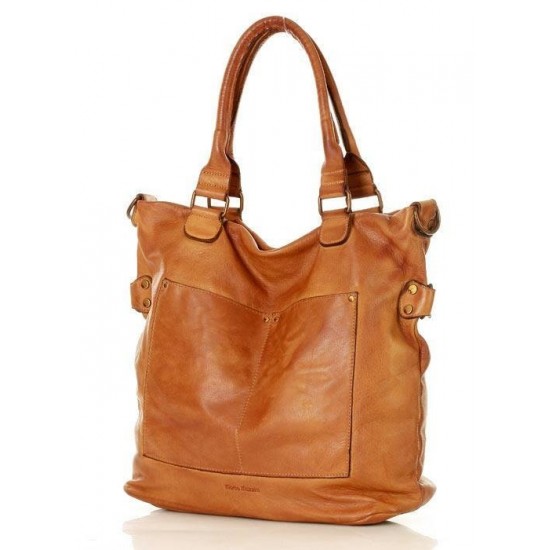 №56 "Siv" Leather crossbody tote bag. Double handle tote bag 