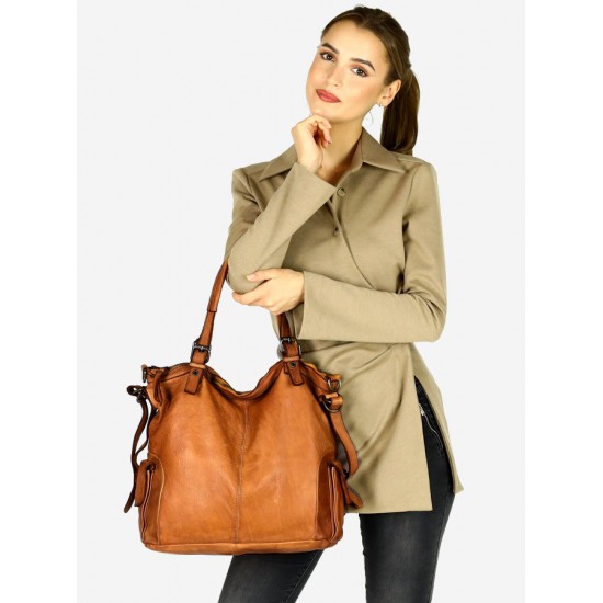 №57 "Eline" Shopper leather tote bag vintage