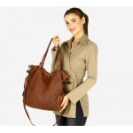 №57a "Eline2" Woven shopper soft leather tote bag