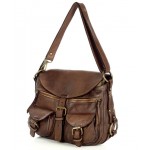 №60 "Randi" Ladies Cross Body Shoulder Bag. Leather Saddle Bag Women's in Safari style | Black & brown