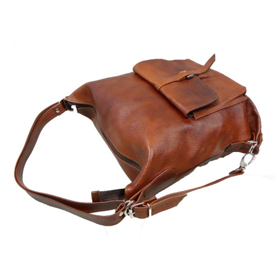 №180 "Alhambra". Hand-made brown & black women's leather backpack vintage