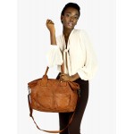 №83 "Loretta" Grand sac cabas femme cuir noir brun -  avec bandoulière - sac cabas cuir porté épaule avec fermeture éclair 