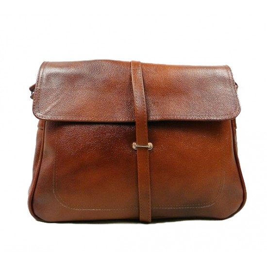 №1P "Messenger" Black & brown leather messenger bag for women. Crossbody shoulder bag for ladies 