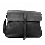 №1P "Messenger" Black & brown leather messenger bag for women. Crossbody shoulder bag for ladies 