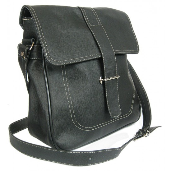 №2P "Hege". Crossbody shoulder bag for ladies. Black & brown leather messenger bag for women. 