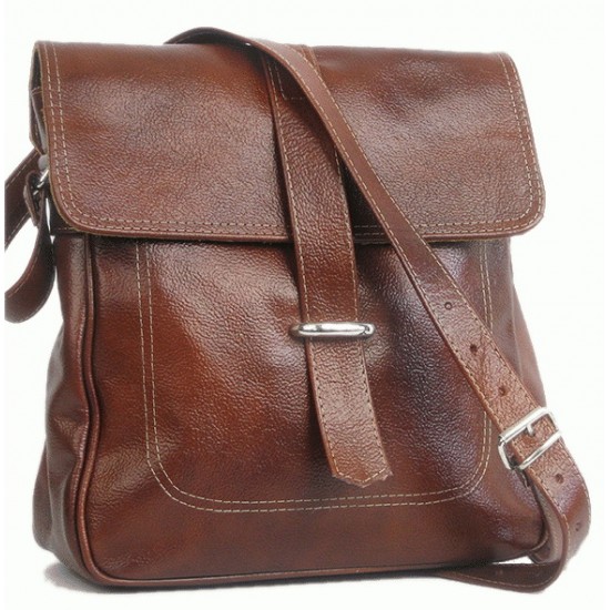 №2P "Hege". Crossbody shoulder bag for ladies. Black & brown leather messenger bag for women. 