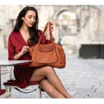 №04 "Marie" Large leather handbag shoulder bag for ladies | Double handle | Brown & black handbag