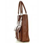 №07 "Ainaa" Grand tote bag cuir très résistant noir brun. Sac porté épaule fait main en cuir italiene 