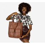 №07 "Ainaa" Cheap shopper leather tote bag for work or uni | Genuine italian leather | Brown & Black