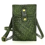 №68 "Elin" Mini Ladies phone bag leather crossbody with shoulder strap & belt pouch. Black, brown, green