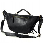 №2B "Laila" Extra large crossbody Bum bag Waist bag leather ladies. Brown & Black